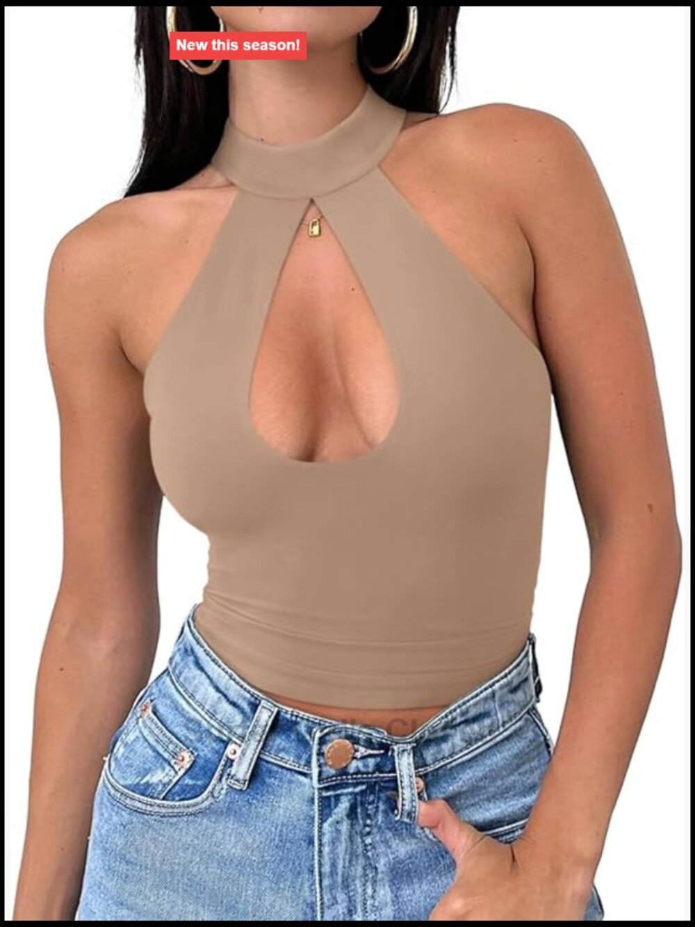 REORIA Sexy Halter Crop Top Y2K Cut Out Tank Sleeveless Fitted